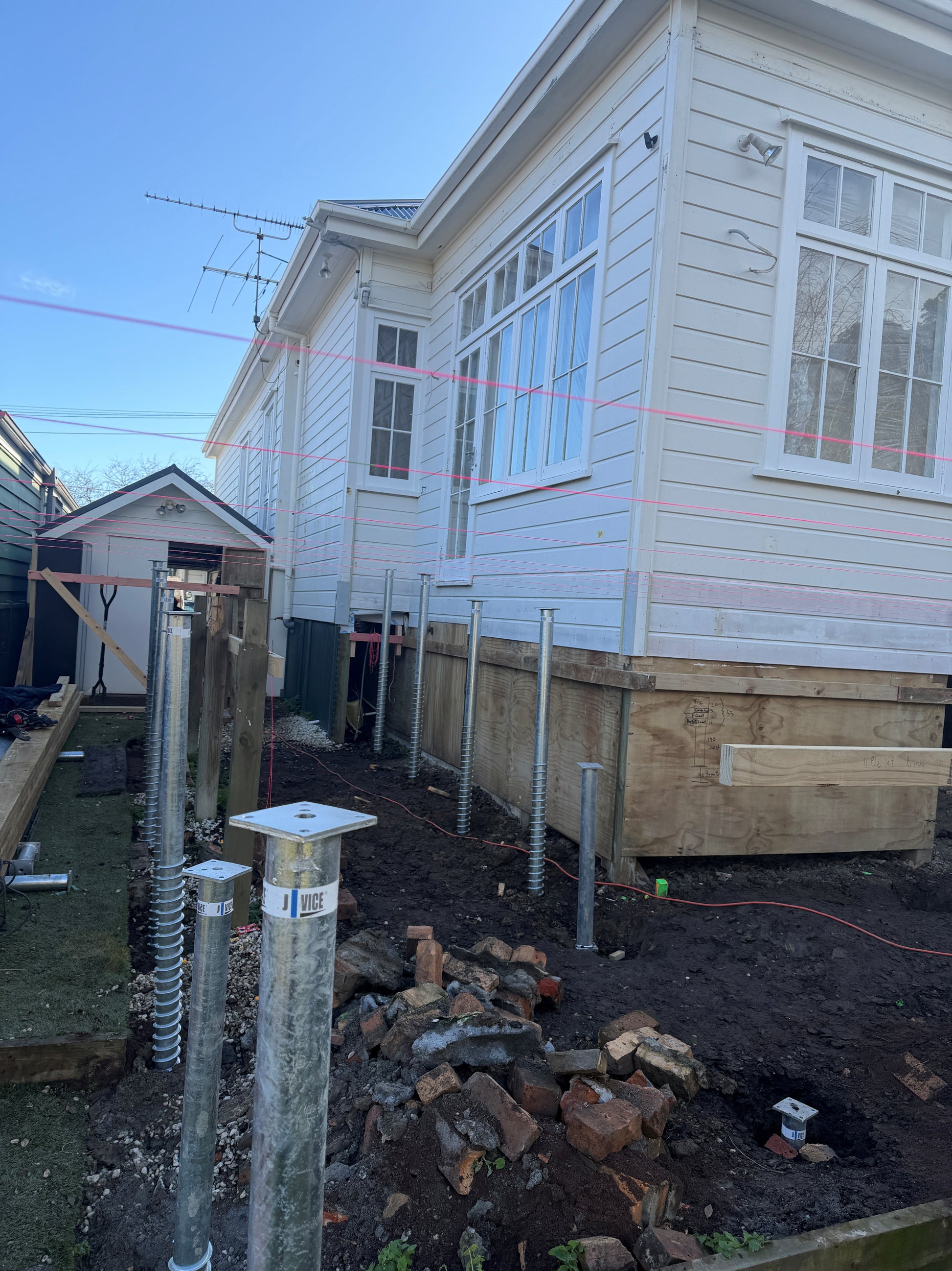 J Vice Ground screws used to construct a aluminium tile deck around a Villa in Auckland
