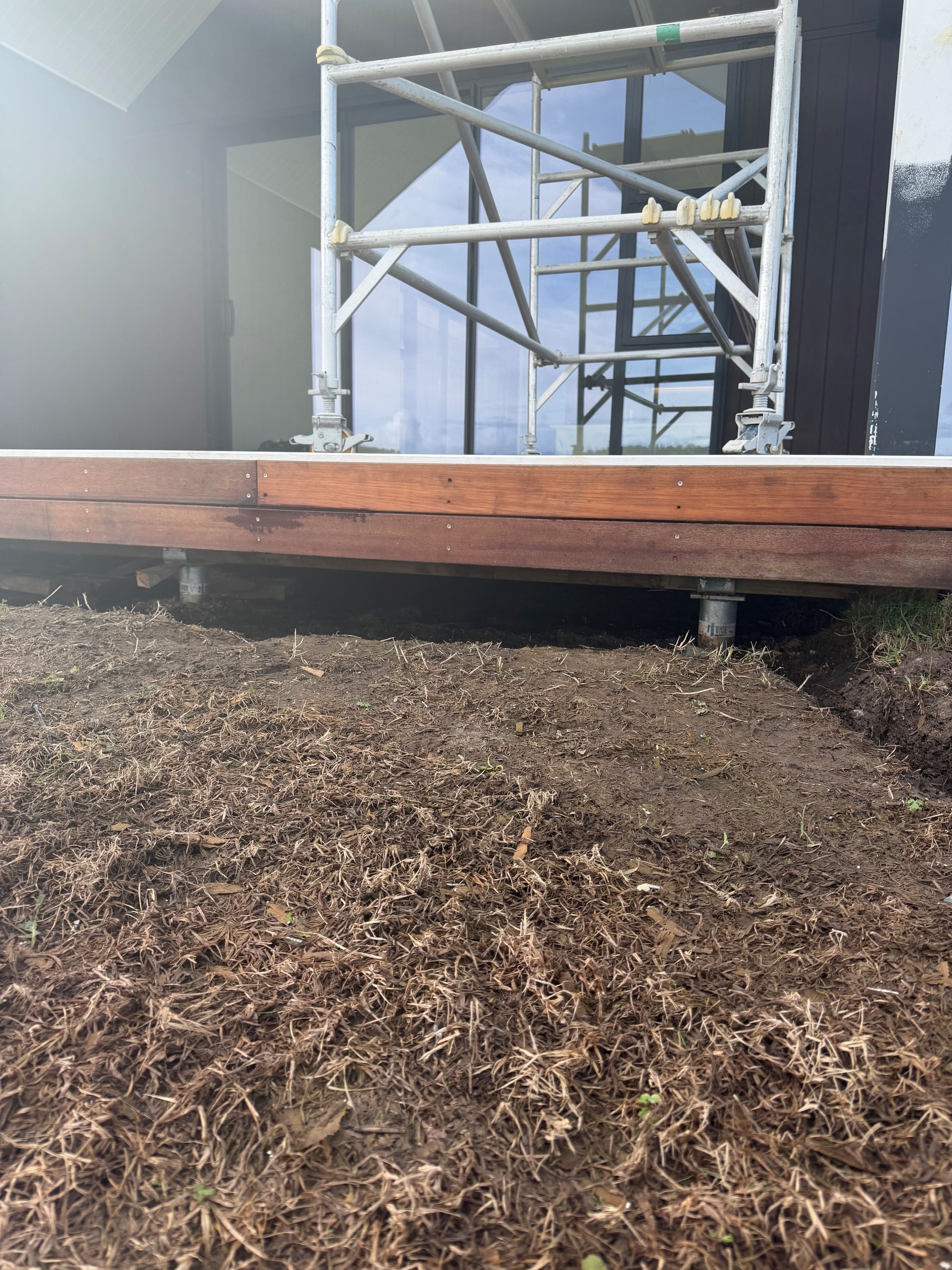 Ground Screw installation for a timber deck in Mangawhai north of Auckland installed by the Stylish Homes team.