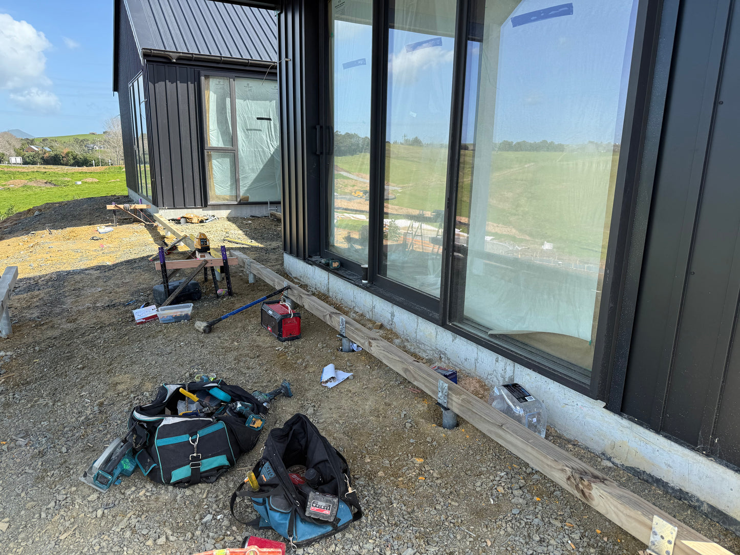 Ground screws with L brackets installed in Auckland